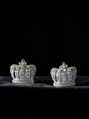 Vintage Silver Crown Earrings